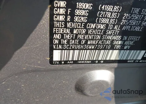 2021 Honda Hr-V Lx from USA, damaged, VIN 3CZRU6H36MM739710